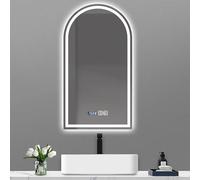 100cm Dimmable LED Arch Mirror with Touch Control, Anti-Fog Intelligent Bathroom Mirror, 3 Color Temperatures, Explosion-Proof, Wall-Mounted (20x32in)
