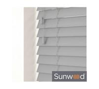 B&Q Faux Wood Venetian Blinds 50mm Fine Grain With Strings 100cm W x 120cm Drop Dove Grey