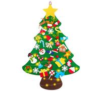 100Cm Felt Christmas Tree For Toddlers With String Lights, Xmas Wall Hanging Ornaments, Interactive Diy Christmas Decorations