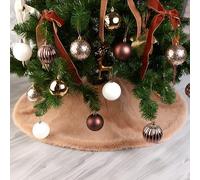 100cm Festive Feeling Luxury Faux Fur Tree Skirt - 100% Polyester - Grey/Cream/Brown, Christmas Tree Decoration, Xmas Festive Ornament (Caramel)