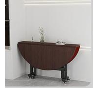 100cm Folding Dining Table - Black Wood Extendable Kitchen Table with 6 Wheels Space-Saving Design Round Edges for Living & Dining Room 100cm x 75cm