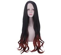100cm Kamado Nezuko Long Wavy Cosplay Wig Black Orange Ombre Hair Halloween Costume Party Wigs For Women
