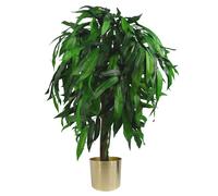 Leaf Artificial 100Cm Large Artificial Mango Tree Plant With Metal Planter, Green