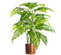 100cm Large Fox's Aglaonema (Spotted Evergreen) Tree Artificial Plant with Copper Metal Planter