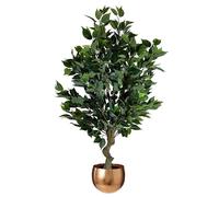 100cm Leaf Realistic Artificial Ficus Tree / Plant Bush Ficus Copper Curve Planter