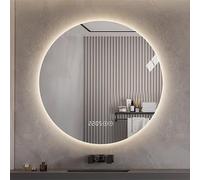 100cm LED Round Bathroom Mirror with Touch Dimming 3 Color Light Makeup Mirror FogFree Design Large Size 110cm (20in/50cm) for Perfect Reflection