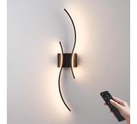 100cm LED Wall Light Wireless, Dimmable with Remote Control & Timer, USB Rechargeable 6000mAh, No Drilling Modern Indoor Wall Lamp for Living Room Bedroom Hallway,Gold 2pack Black 1pack