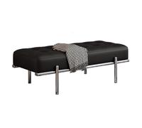 100CM Modern Black Leather Upholstered Shoe Bench Stylish End of Bed Storage Seat with Stainless Steel Legs 300KG Capacity Perfect for Living Room Entryway Dining Room