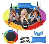 100CM Nest Swing Seat - 300kg Weight Capacity, 900D Textilene Weatherproof Round Tree Swing with Adjustable Hanging Ropes, Safe Outdoor Kids/Adult Swing for Backyard (100cm)