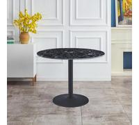 100Cm Pantheon Black Marble Round Dining Table With Black Leg Bistro