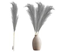 100cm Prelit Grey Pampas Grass Stem, Warm White LEDs Battery-Operated Christmas Artificial Flowers for Boho Wedding Bedroom Living Room Decorations