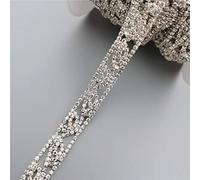 100cm Rhinestone Crystal Chain 1.2CM Width Bling Diamante Lace Trim Ribbon Gem Sparkle Wedding Bridal Dress Necklace Prom Evening Diamond Applique Show Accessories Sash Belt Headwear Craft Cake DIY
