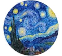 100cm Round Rugs, Dark Blue Rug for Living Room Circle with Non Slip Backing Washable Rug for Bedroom, Soft Abstract Clouds Stars Church Printed Carpet for Kid’s Room Nursery