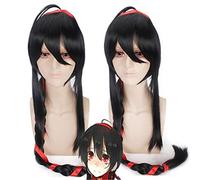 100cm Synthetic Long Black Vocaloid China Yuezheng Ling Cosplay Wig Hair With Two Ponytail Wigs Whip