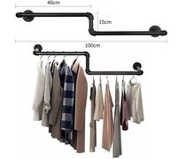 100cm Wall-Mounted Clothes Rack Rail Industrial Pipe Home Hanging Display Shelf