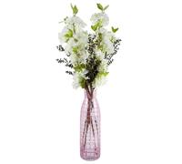Leaf Artificial 100Cm White Artificial Blossom And Berries Glass Vase