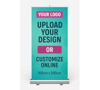 100cm x 200cm Roll up Banner Stand | Media + Print | Custom Pull up Banner | Custom Pull Up Display with Retractable Base for Events, Exhibitions, Trade Shows