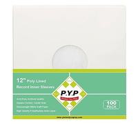 100ct 12-Inch Poly-Lined Record Inner-Sleeves - White Kraft Paper for 33 RPM LP Vinyl Record Albums, Center Hole, Heavyweight Record Jacket Covers for Vinyl Records Collection Storage
