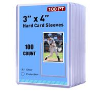 100ct 3"x4" Hard Card Sleeves - 100pt Hard Plastic Trading Card Protector, Rigid Card Sleeve, Clear Open-Top Card Sleeve Fits Thick Cards Such as Baseball, Soccer, Basketball, Hockey, Game Cards