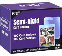 100ct Semi Rigid Card Holders & 100ct Card Sleeves for PSA, SGC, BGS, CSG Graded Card Submissions, Semi Rigid Baseball Cards Sleeves Protectors, PSA Graded Trading Cards Sleeve