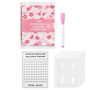 100Day Challenge Money Saving Binder - 100 Envelopes Money Saving Challenge, Cash Stuffing Wallet Book for Studentd, Pink Cash Budget Book for Gift, Wallet Budget Plan Binder for School Prize