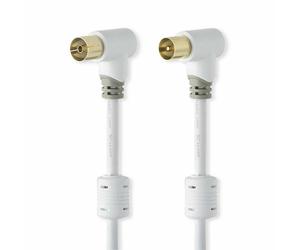 100dB Right Angle Male to Female Coax Coaxial Cable TV RF Aerial Lead White 5m