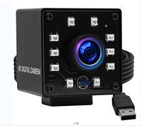 100fps Night Vision USB Camera 1/2.7" CMOS OV2710 Web Cam Full HD 1080P USB with Camera Mini Infrared USB2.0 Webcam with IR Cut and 10pcs Led Board,Webcamera with 3.6mm Lens for Android Windows Linux
