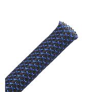 100ft - 1 inch PET Expandable Braided Sleeving - BlackBlue - Alex Tech Braided Cable Sleeve