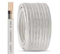 100FT 14/2 NM-B Wire with Ground - 14 Gauge 2 Conductor Solid Copper Residential Indoor Electrical Cable for Home Outlets, Switches, Lighting Circuits and Wiring
