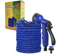 100FT / 150FT / 200FT Magic Stretch Flexible Expandable 3 x Expanding Garden Hose Pipe Natural Triple Layer Light Weight Non Kink with 7 Setting Professional Water Spray Nozzle Gun (50 feet)