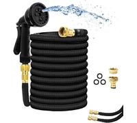 100FT, 200 FT & 250 FT Expandable Garden Hose Pipe with 8 Modes Water Spray Gun + Premium Brass Coated Connector Fittings ardening Car Wash Pet Bathing (100 FT)