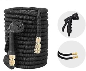 100ft / 200ft / 250ft Expandable Garden Water Hose Pipe with Solid Brass Connector Lightweight Durable & Flexible Ideal for Home Garden, Playground, Car with Water Spray Nozzle (200-FEET Pipe)