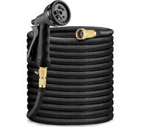 100FT - 200FT & 250FT Expandable Water Hose Pipe + Multi Spray Gun | 3 Times Expanding Hose | Durable & Flexible Magic Pipe + Premium Brass Fittings | Ideal for Garden, Car & Pet Wash (100 ft Black)