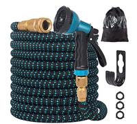 100ft/30m Expandable Garden Hose - Expanding Water Hose with 10-Function Nozzle,4-Layer Latex Core, Solid Brass Fittings for Garden, Car Wash & Home Use (Easy Storage)