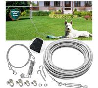 100ft Dog Tie Out Aerial Run Trolley System - Heavy Duty Dog Aerial Run Cable with 10ft Pulley Runner Line Holds 75Lbs of Dogs for Yard Camping Outdoor