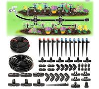 100Ft Drip Irrigation System Kit With 1/4 Inch 5/16 Inch Irrigation Tubing Hose Watering Kit Locked Fittings 360 Degree Micro Drip Sprayer Automatic Irrigation Equipment For Small Farm, Raised Bed