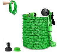 100FT Expandable Flexible Garden Hose Pipes, 3 Times Magic Expandable Garden Hose Flexible Stretch Water Pipe, Expanding Water Hose with 7 Function Hose Spray Gun for Washing Car Watering Flowe(Green)