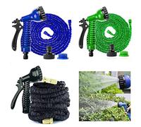 100FT Expandable Flexible Garden Water Hose with Spray Gun, Gardening Hose Expanding Magic Hose Pipe for Washing Car, Showering Pet, Watering Flowers/Vegetables, Cleaning Windows/Floor(Black)