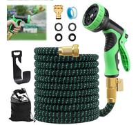 100FT Expandable Garden Hose, Flexible Expanding Magic Hose, Flexible Water Hose with 3/4", 1/2" Fittings, 10 Pattern Spray Nozzle, Expanding Magic Hose for Gardening, Washing & Cleaning
