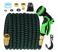 100FT Expandable Garden Hose Garden Hose with 10 Function Nozzles, Equipped with 3/4 Inch and 1/2 Inch Fittings Flexible Water Pipe Leak Proof Telescopic Hose for Gardening Car Washing and Yard Use