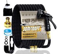 100FT Expandable Garden Hose Pipe,Flexible Expanding Magic Hose with 8 Pattern Spray Modes, Retractable Hose Pipe with 3/4" 1/2" Fittings for Gardening, Cleaning, Household (Black)