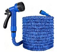100FT Expandable Garden Hose Pipe, Flexible Retractable Heavy Duty Water Hose with 7-Mode Spray Gun, Leak-Proof Magic Stretch Hose for Garden Watering(Blue)