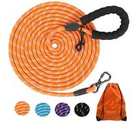 100FT Extra Long Dog Leash for Dog Training, Reflective Dog Leash with Lockable Hook, Heavy Duty Dog Lead Tie Out Rope for Large Medium Small Dogs Outside Walking, Playing, Camping, or Yard Orange