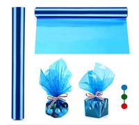 100ft Extra Wide Blue Cellophane Wrap Roll (100ft. Long x 17 in. Wide x 2.3 Mil Thick) - Blue Transparent Cellophane Roll for Gift Basket Wrap - Plastic Wrap for Baby Shower Decorations, Treats.