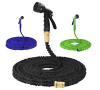100FT Garden Hose Pipe Expandable with 3/4", 1/2" Fittings, Expanding Magic Hose, with 7 Function Spray Nozzle for Pets Car Garden Patio Window Black