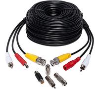 100ft HD Audio Video Security Camera BNC Power Cable Сopper - Gift BNC - Pre-Made All-in-One Extension Wire CCTV Cord with BNC RCA Connectors 30 m 3-in-1(100 Ft)