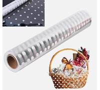 100ft Long Clear White Polka Dotted Cellophane Wrap Roll- 400mm x 30Mtr | Perfect for Florists, Gift Wrapping, and Hampers, and Protecting