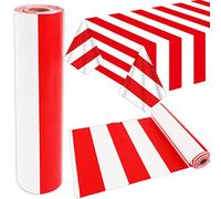 100Ft Long Red and White Striped Plastic Tablecloth Carnival Tent Cover for Birthday Party Circus Backdrop and Picnic Table Decoration
