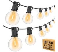 100ft Outdoor String Lights Waterproof/Connectable/Dimmable with 52 LED Shatterproof Bulbs,2-Pack 50ft UL Listed Globe G40 String Lights Outside Lighting for Patio Backyard Cafe Party Wedding Garden