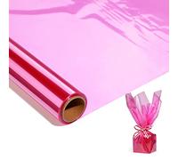 100FT Pink Cellophane Wrap Roll (17 in. Widex100ft. Longx2.3 Mil Thick),Pink Transparent Cellophane Roll for Gift Basket Wrap,Plastic Wrap for Gift Baskets, Flower for Valentine’s Day, Easter.